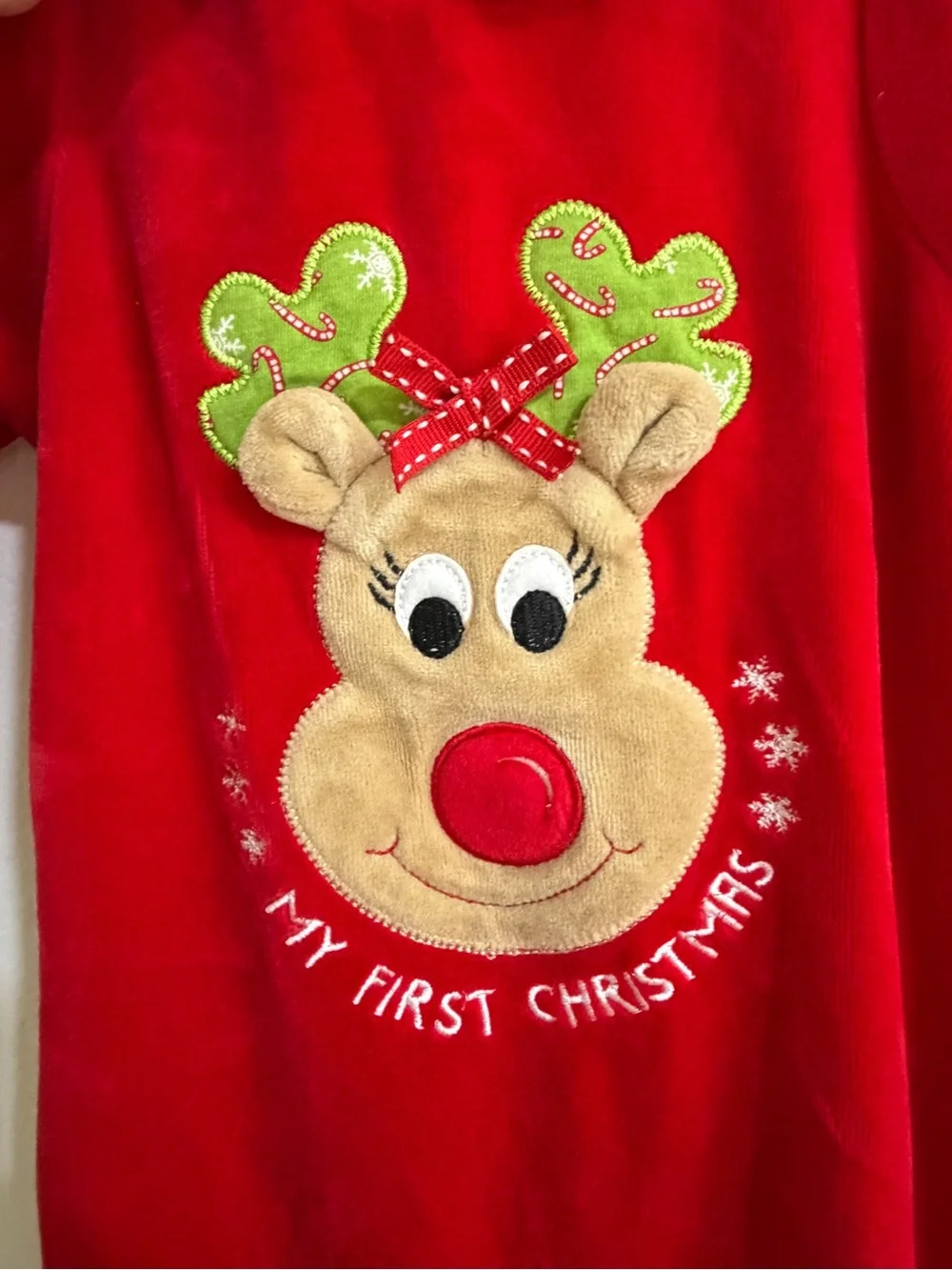 My First Christmas Red Reindeer Baby Onesie